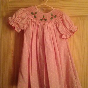 NWOT 18M Precious Pink Smocked Christmas Dress 🌸
